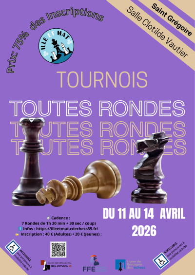 Echecs | 4éme édition Tournois Toutes Rondes 2026